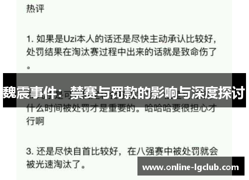 魏震事件：禁赛与罚款的影响与深度探讨